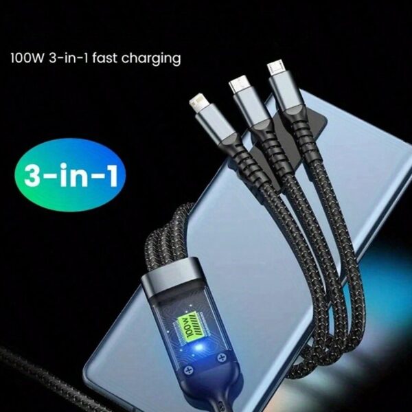 3-in-1 Super Fast Charging Cable 100w - Image 3