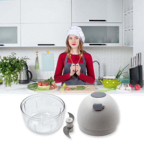Chopper for Kitchen Electric, Rechargeable Garlic Chopper, Cordless Mini Food Processor, Portable Food Chopper with Detachable Stainless Steel Blade for Garlic, Ginger, Onion, Meat (200ML) - Image 5