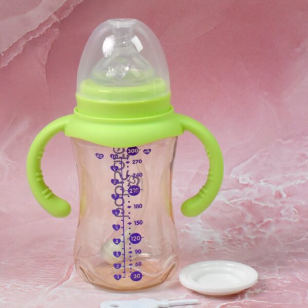 Plastic Baby Feeding Bottle with Handles, Cleaning brush & Straw (300 ML / 1 Pc) - Image 6
