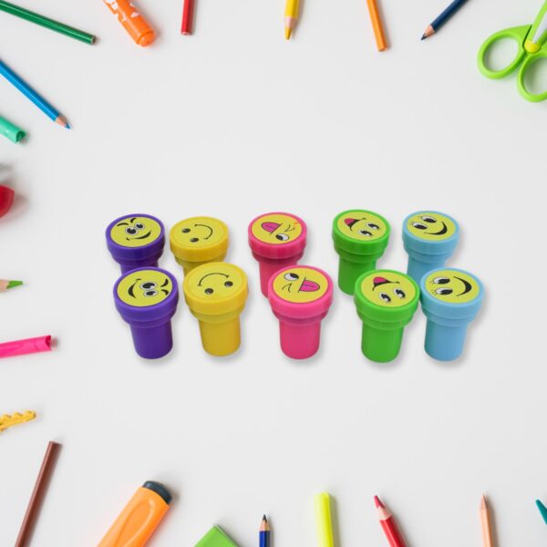 Emoticon Stamps 10 pieces in Round Shape Stamp (Multicolor / 10 Pc) - Image 4