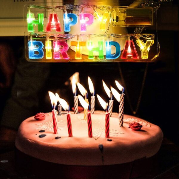 Decoratives Plastic Happy Birthday 13 LED Letter Battery Operated String Lights, Outdoor String Lights (Multicolour) - Image 3