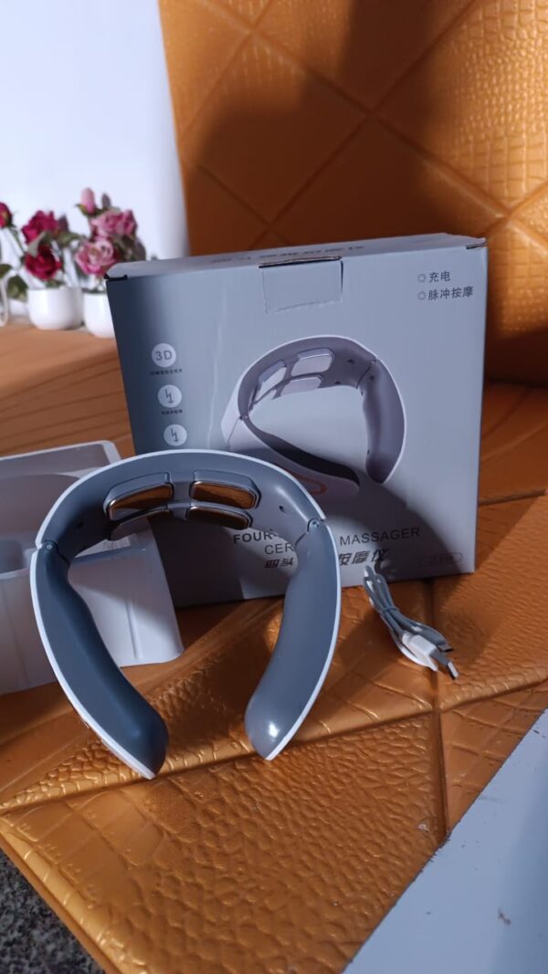 4 Heads Smart Electric Neck and Back Pulse Massager (1 Pc / Mix Design) - Image 7