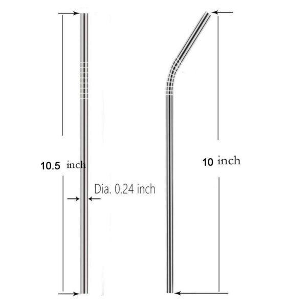 Set of 4 Stainless Steel Straws & Brush (2 Straight straws, 2 Bent straws, 1 Brush) - Image 7