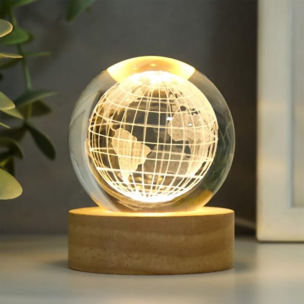 World 3D Crystal Ball lamps With Wood Base (1 Pc) - Image 5