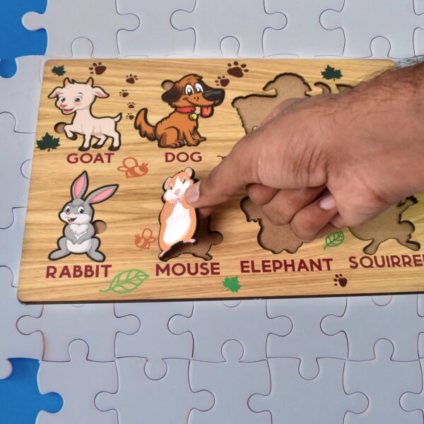 Wooden Animal Puzzle Learning Educational Board (1 Set / 28×20 Cm) - Image 3