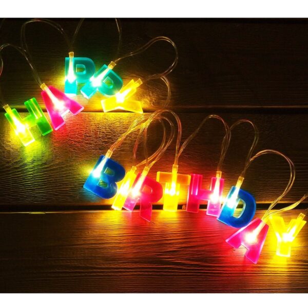 Decoratives Plastic Happy Birthday 13 LED Letter Battery Operated String Lights, Outdoor String Lights (Multicolour) - Image 4