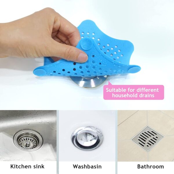 Star Shape Suction Cup Kitchen Bathroom Sink Drain Strainer Hair Stopper Filter, Star Shaped Sink Filter Bathroom Hair Catcher, Drain Strainers Cover Trap Basin (1 Pc) - Image 5