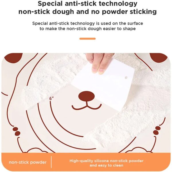 3 In1 Silicone Baking Mat With Wooden Belan & Cake Scraper (3 Pcs Set / 65×45 CM) - Image 3