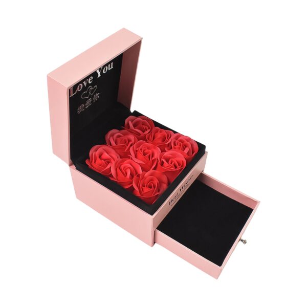 Preserved Eternal Rose Flower Gift Box Drawer with I Love You & Artificial 9 Pcs Rose (1 Set) - Image 5