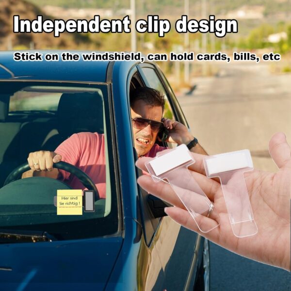 Windscreen cardholder, Fastag Stand, Transparent Ticket Holder Car (2 Pc Set) - Image 3