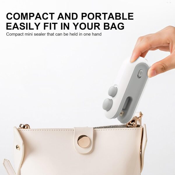 Mini Bag Sealer, 2 in 1 Seal & Cutter Heat Sealers, TYPE-C USB Charging Portable Bag Reseller, Handle Food Sealer, Sealing Machine for Food Storage Plastic Bags Snacks Keep Food Fresh - Image 9