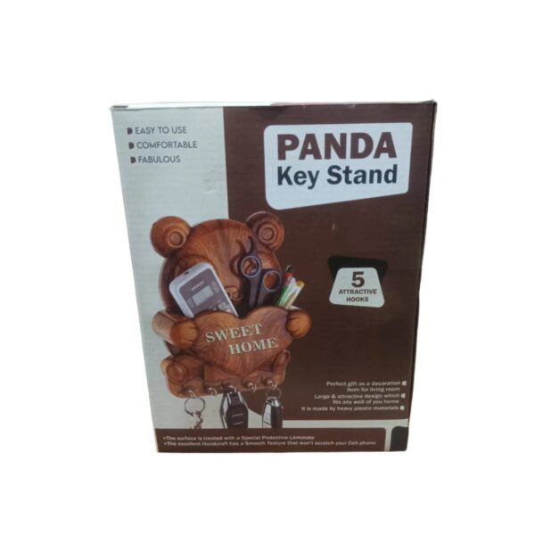 Cute Plastic Panda Key Holder, Wall Key Rack with 5 Hooks (1 Pc) - Image 4