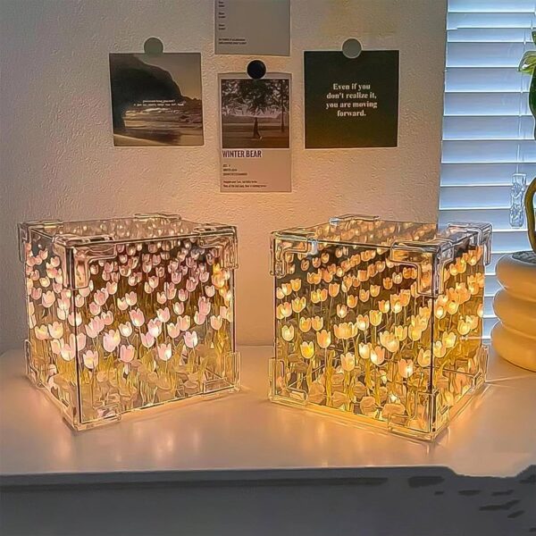 Cube Tulip Night Lamp | Led Decorative Nights Lamp (Multicolor & Design / 1 Set) - Image 4