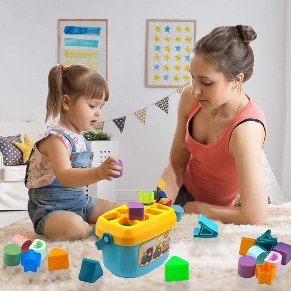 Baby First Block Set for Kids Non-Toxic Abcd Geometric Shape Sorting & Stacking Toy (1 Set) - Image 4
