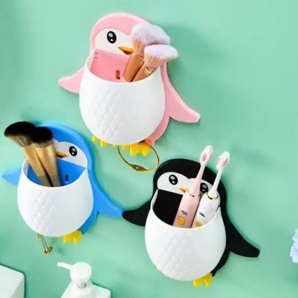 Penguin Storage Box, Adhesive Remote Case, Electric Toothbrushes Holder, Universal Controller Holder, Wall Nightstand, Office Plastic Wall Mount - Image 6