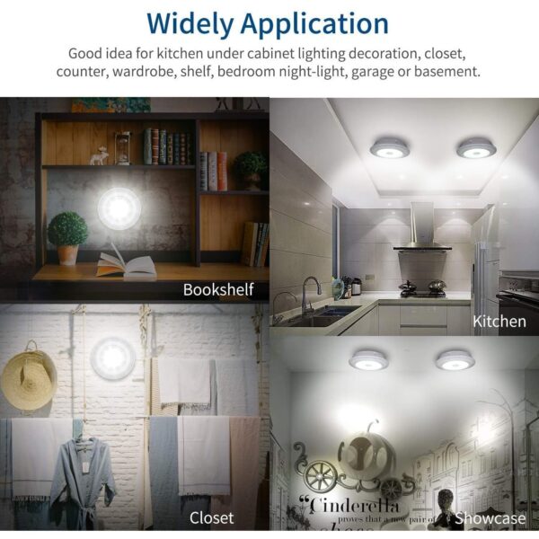 LED Light Under Closet Battery Powered Closet Wall Lamp with Remote Control Bedroom Kitchen Set of 3 LED Lights And 1 Remote Control (Battery Not Included) - Image 7