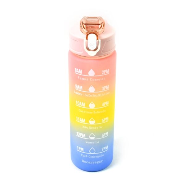 Plastic Colorful Motivational Water Bottle with Straw (900 ML) - Image 5