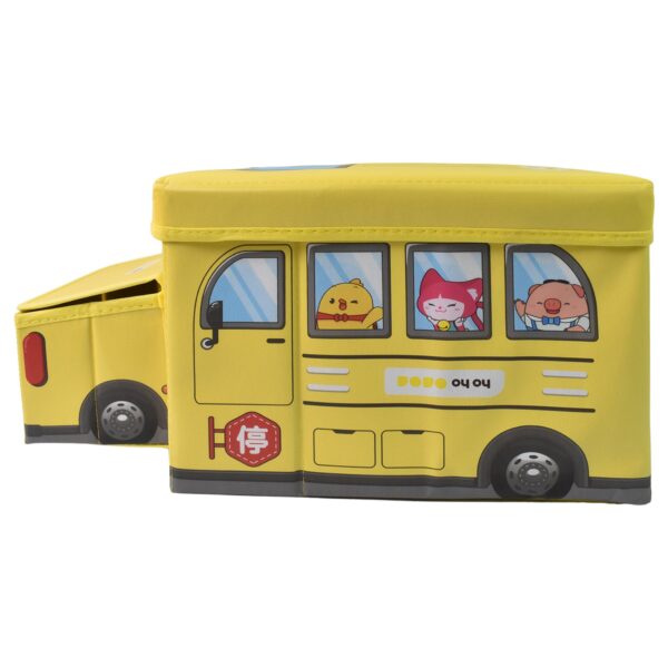 School Bus Shaped Portable Foldable Toy Box Storage with Lid (1 Pc) - Image 5