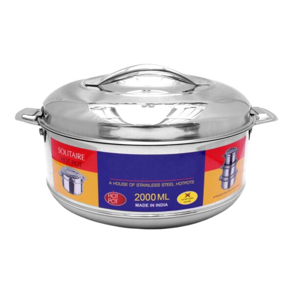 Royal Unique Hot Pot Stainless Steel Insulated Serving Casserole with Lid Handle (2000 ML) - Image 5