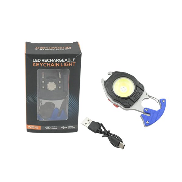 Keychain Led Flashlight Rechargeable Multi Function 6 Lighting Modes Pocket Key Chain Flash Light USB for Outdoor Camping,Walking With Cigarette Lighter - Image 4