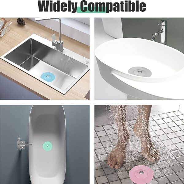 Sink Stopper Silicone Bathtub Stopper, Kitchen Sink Drain Strainer (1 Pc) - Image 7