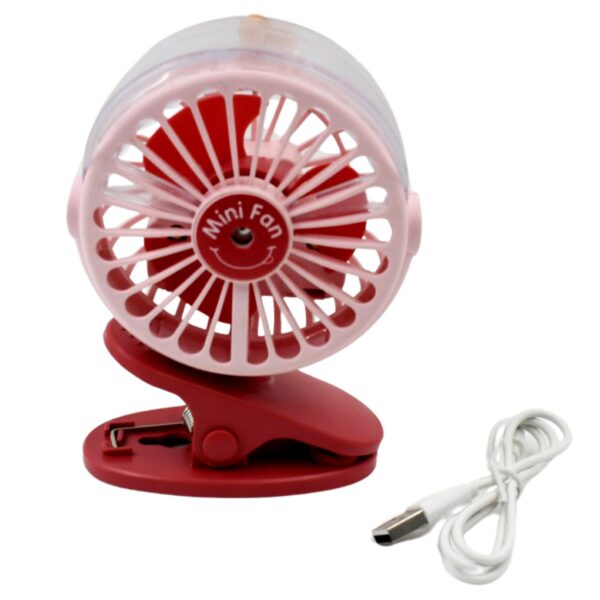 Portable Clip-on Fan, Battery Operated, With Light & Spray, Small Yet Powerful USB Table Fan, 3-Speed Quiet Rechargeable Mini Desk Fan, 360° Rotation, Personal Cooling Fan for Home, Office, Camping - Image 6