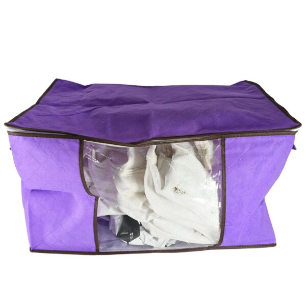 Clothing storage bag with zipper, non-woven storage bag for storing the clothes and sarees. - Image 4
