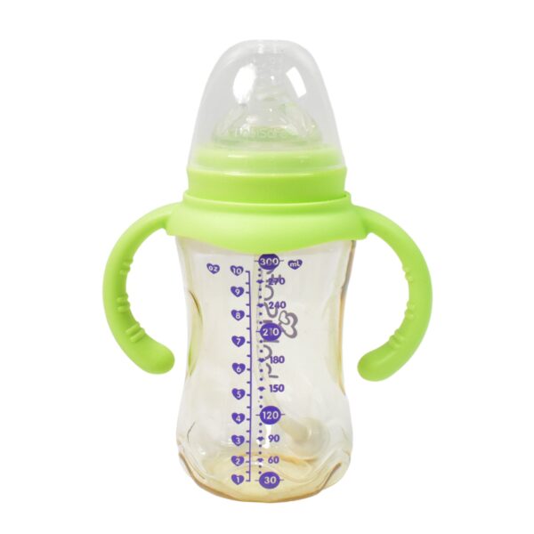 Plastic Baby Feeding Bottle with Handles, Cleaning brush & Straw (300 ML / 1 Pc) - Image 5