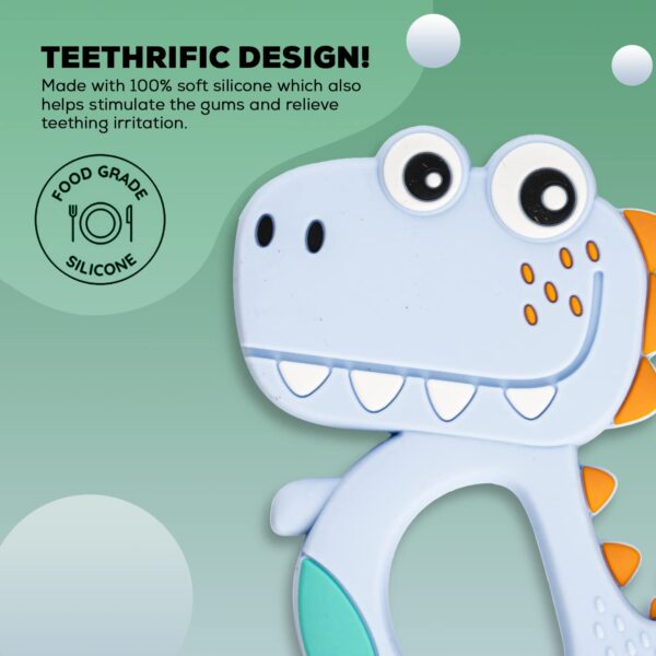Silicone Dinosaur Teether for Baby (1 Pc / Mix Design & Color) - Image 4