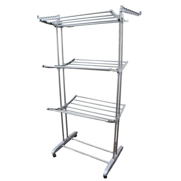 Premium Heavy Duty Stainless Steel 3 Layer Foldable Cloth Drying Stand (1 Set / With Color Box) - Image 2