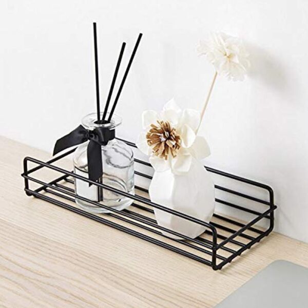 Steel Self-Adhesive Multipurpose Bathroom Shelf with Hooks (1 Set) - Image 7
