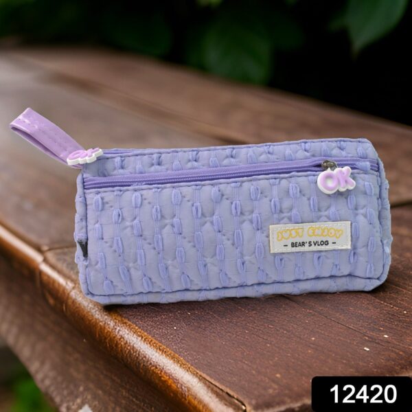 Pencil Pouch With Zipper, Students Pencil Case Large Capacity, Makeup Pouch, Stationery Bag (1 Pc / 2 Compartment) - Image 2