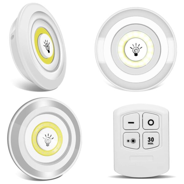 LED Light Under Closet Battery Powered Closet Wall Lamp with Remote Control Bedroom Kitchen Set of 3 LED Lights And 1 Remote Control (Battery Not Included) - Image 4