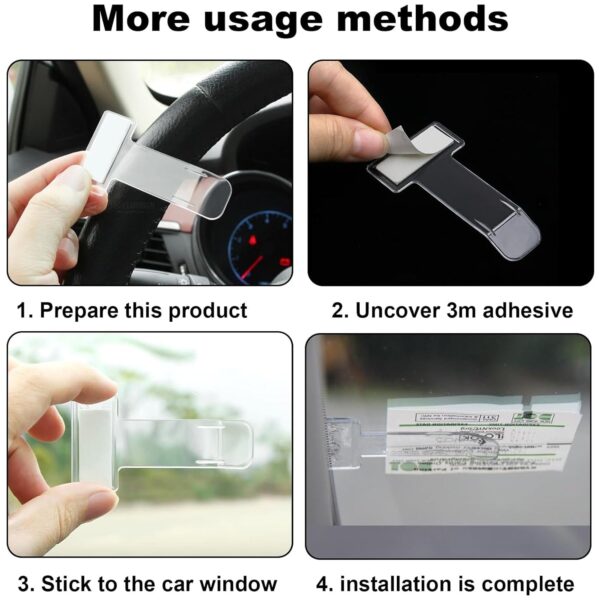 Windscreen cardholder, Fastag Stand, Transparent Ticket Holder Car (2 Pc Set) - Image 5