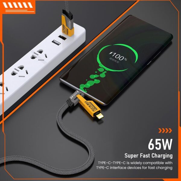 4 in 1 Fast Charging Cable With Multiport USB-C to Type C, USB-C to Lightning (1 Pc) - Image 8