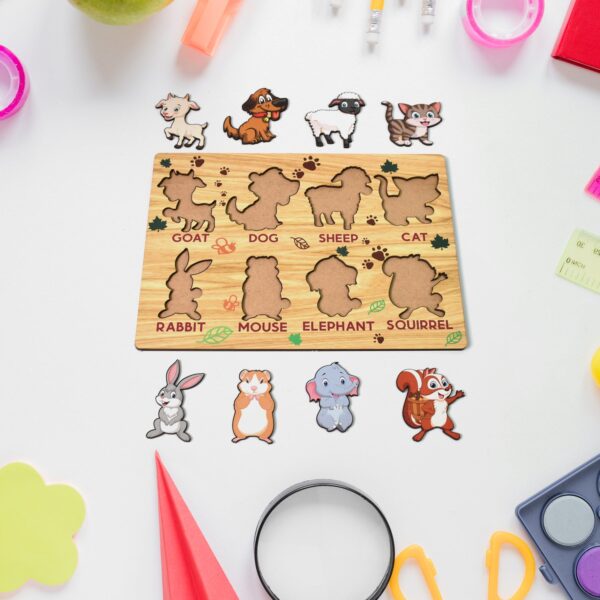 Wooden Animal Puzzle Learning Educational Board (1 Set / 28×20 Cm) - Image 4