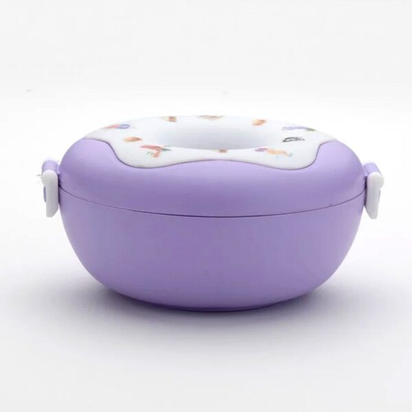 Donut Shaped Double Insulated 3 Compartment Lunch Box (1 Pc / Mix Color) - Image 6