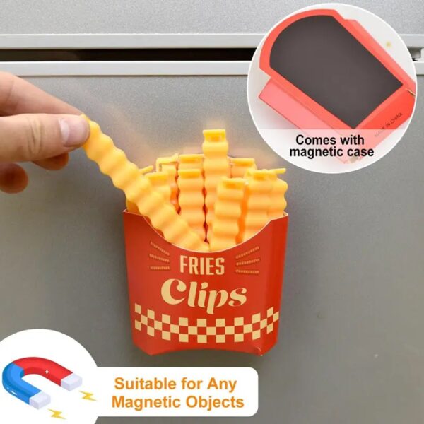 Cute French-Fries-Shaped Bag Clips With in a Magnetic Box (12 Pcs Set) - Image 3