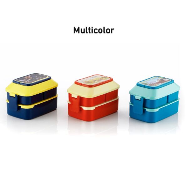 5621 Double Layer Lunch Box Stylish Lid Lunch Box With Fork & Spoon Lunch Box For Children School Lunch Box  - Image 6
