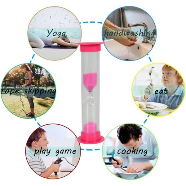 Sand Timer Plastic Hourglass, Sand Glass Toy Sand Clock for Kitchen, Office, School and Brushing Teeth for Bathroom Timer Clock Children Hourglass Sand glass Toothbrush Household Sand Clock (3 Min Approx / 5 pc) - Image 3