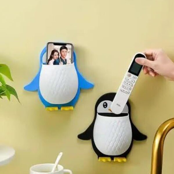 Penguin Storage Box, Adhesive Remote Case, Electric Toothbrushes Holder, Universal Controller Holder, Wall Nightstand, Office Plastic Wall Mount - Image 3