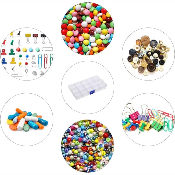 15 Grids Jewelry Organizer Plastic Jewelry Organizer Box Clear Jewelry Organizer Box Plastic Bead Organizers with Adjustable Dividers for Herbs Pills Bead, Jewelry, and Other Small Item (1 Pc) - Image 5