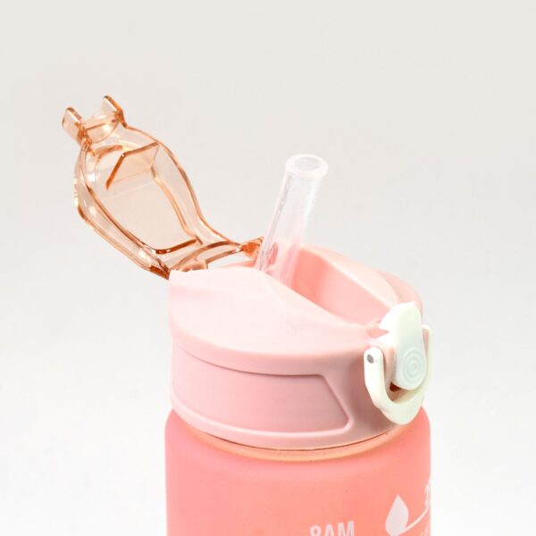 Plastic Colorful Motivational Water Bottle with Straw (900 ML) - Image 3