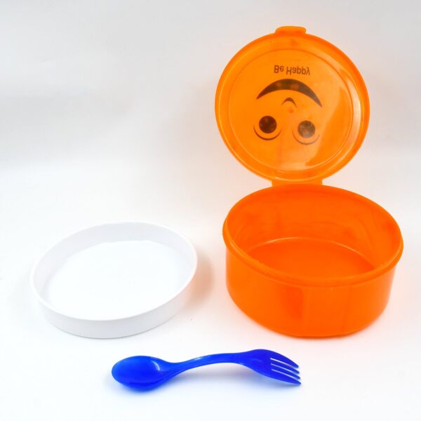 Smily Plastic lunch box, Small Box With 2in1 Spoon pack of 1 - Image 5