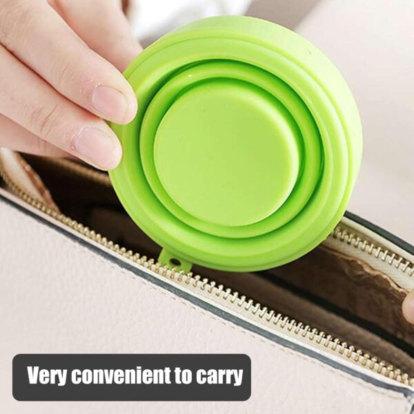 Round Silicone Foldable Glass / Cup, Foldable Travel Mug With Lid (1 Pc) - Image 4