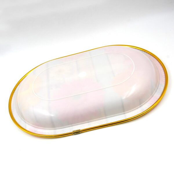 Medium Plastic Flower Printed Design Serving Tray (1 Pc / 31 x 21 CM / Mix Color) - Image 5