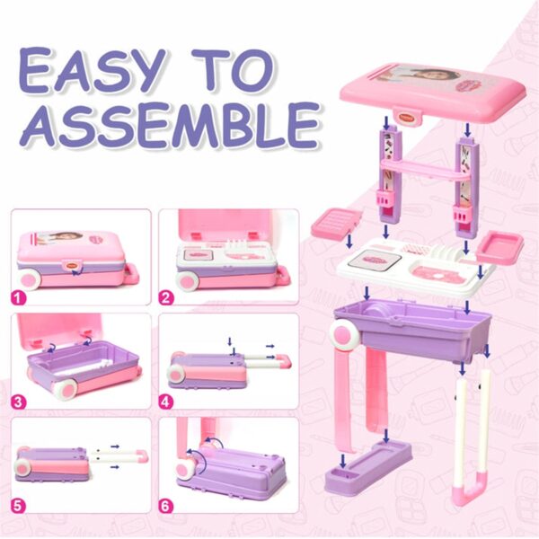 Big Beauty Set Suitcase On Wheel, The Ultimate Beauty Set On Wheels for Girls, Makeup Kit is Easy to Clean & Use, Portable Beauty Set with 25 Pieces for 3 Years BIS Approved. (Beauty Set Trolley) - Image 7