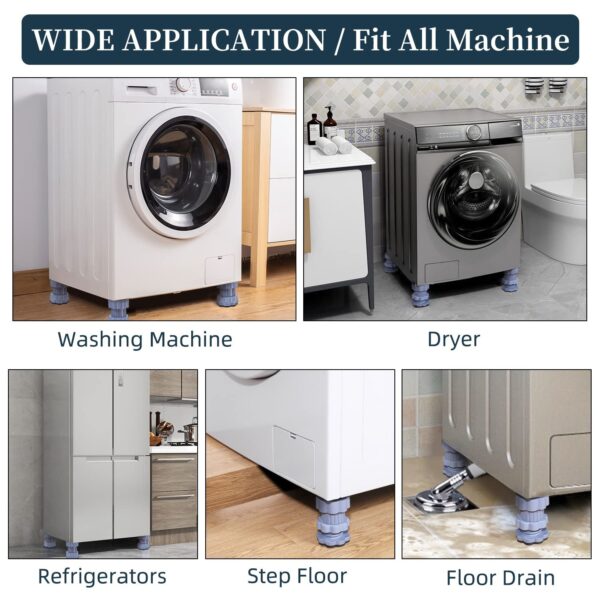 Washing machine support, anti vibration washing machine support adjustable washer anti vibrasion stands, washer & dryer pedestals, Washing Machine Accessory Anti- Skid stand PVC Lifting stand Non-Slip ( 4 Pc Set ) - Image 5