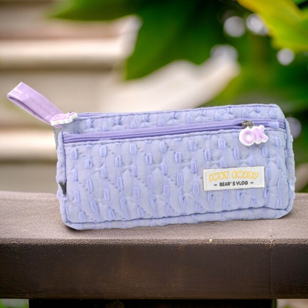 Pencil Pouch With Zipper, Students Pencil Case Large Capacity, Makeup Pouch, Stationery Bag (1 Pc / 2 Compartment) - Image 4