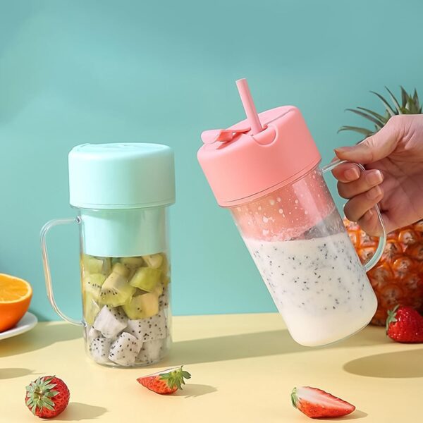 Portable Crusher Juicer With Handle & Straw, USB Rechargeable 6 Blades (420 ML) - Image 5